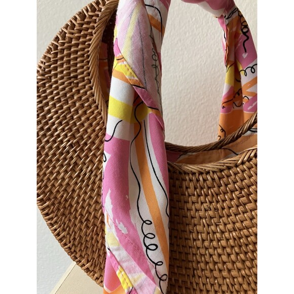 Vera For Anthropologie Sigrid Scarf Clutch Rattan Purse Handbag Pink Scarf - Picture 2 of 16